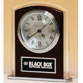 Beveled Glass Clock w/ Wood Accent/ Silver Bezel & Dial (5 1/2"x6 1/2")